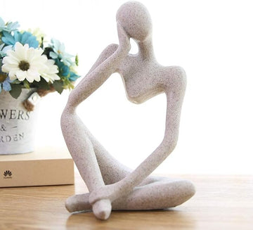 Abstract Stone-Look Thinking Woman Statue